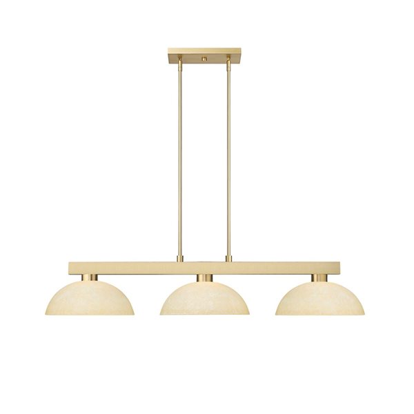 Z-Lite Cobalt 49-in Modern Gold 3-Light Billiard w/ Golden Mottle Glass Shade