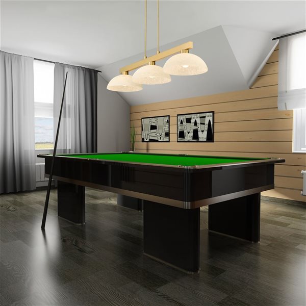 Z-Lite Cobalt 49-in Modern Gold 3-Light Billiard w/ Golden Mottle Glass Shade