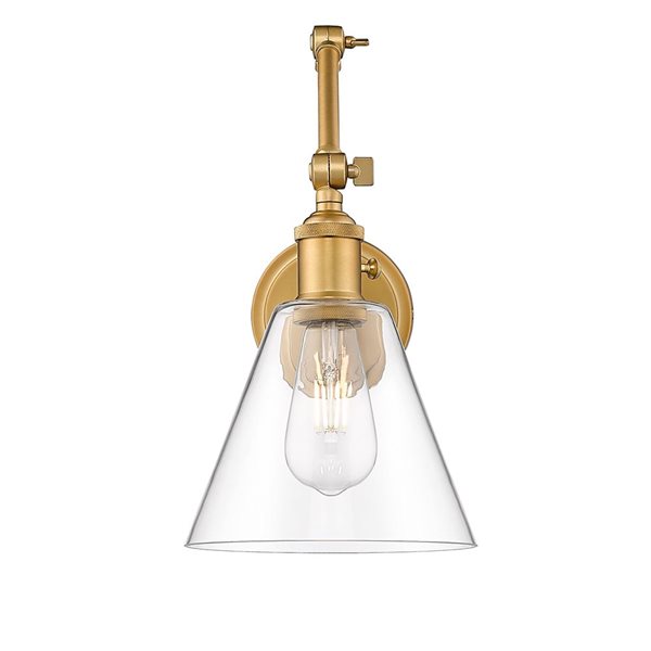 Z-Lite Gayson 7.75-in Rubbed Brass 1-Light Wall Sconce