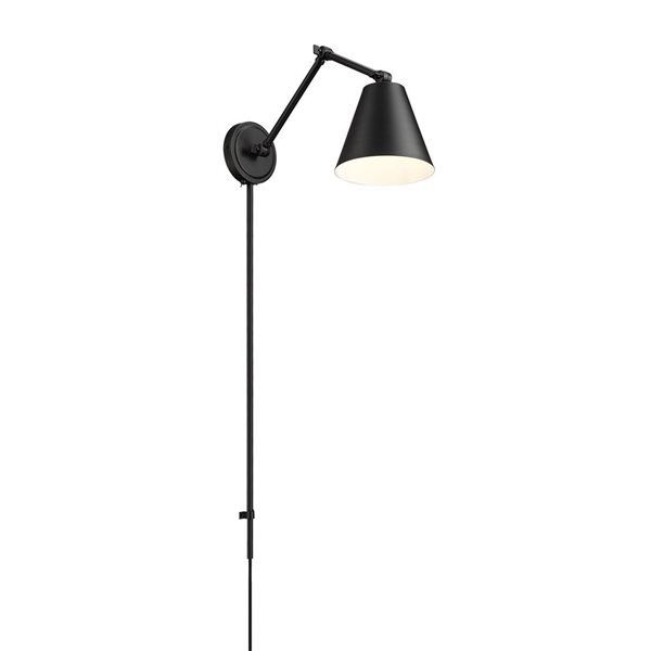 Z-Lite Regent 7.5-in Matte Black 1-Light Wall Sconce