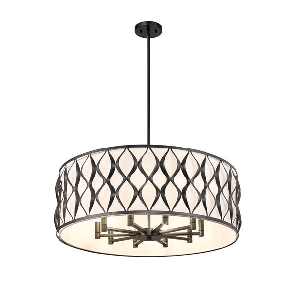 Z-Lite Harden Matte Black 10-Light Drum Pendant Light