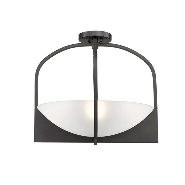 Z-Lite Devon 18-in Matte Black 4-Light Semi Flush Mount Light