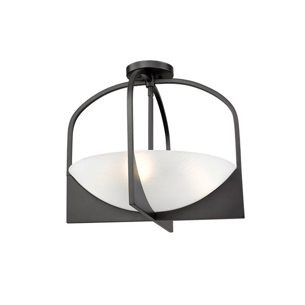 Z-Lite Devon 18-in Matte Black 4-Light Semi Flush Mount Light