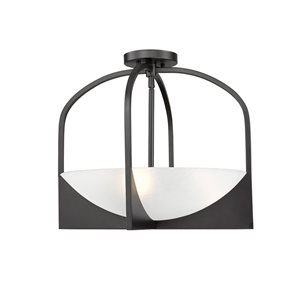 Z-Lite Devon 18-in Matte Black 4-Light Semi Flush Mount Light