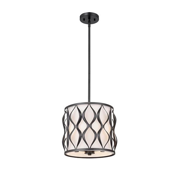 Z-Lite Harden Matte Black 3-Light Drum Pendant Light