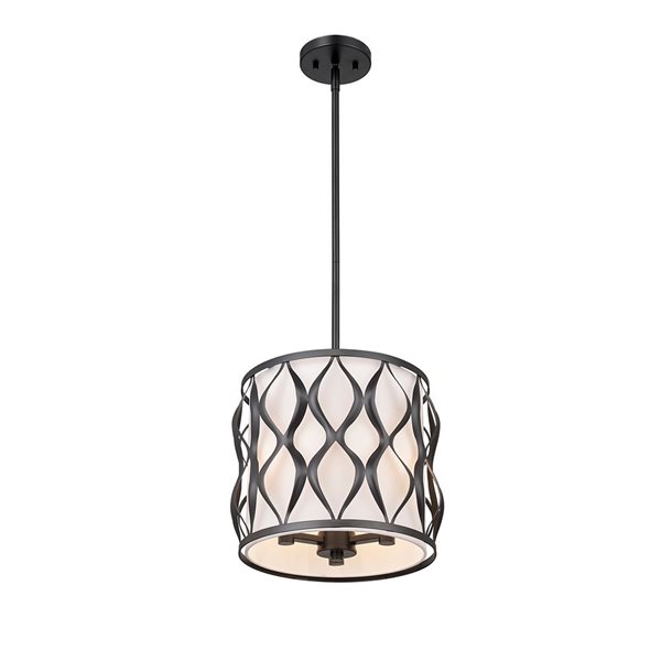 Z-Lite Harden Matte Black 3-Light Drum Pendant Light