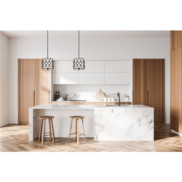 Z-Lite Harden Matte Black 3-Light Drum Pendant Light