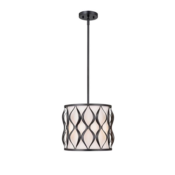 Z-Lite Harden Matte Black 3-Light Drum Pendant Light