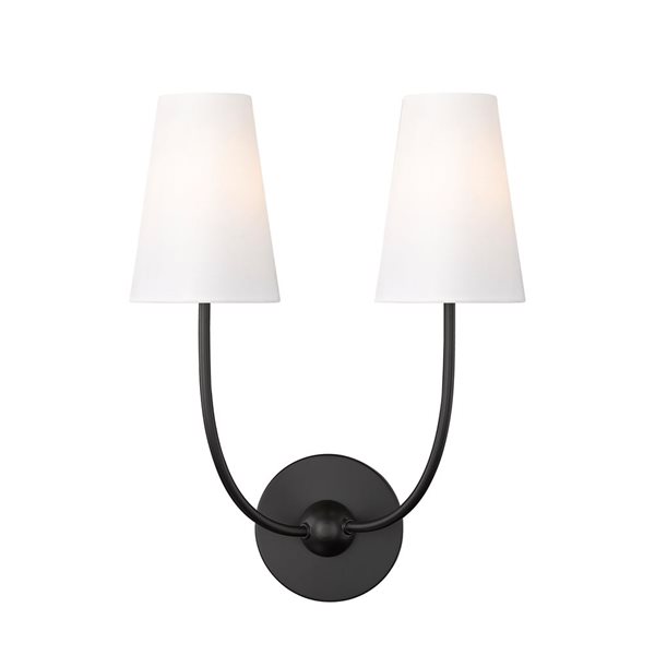 Z-Lite Shannon 12.75 Matte Black 2-Light Wall Sconce