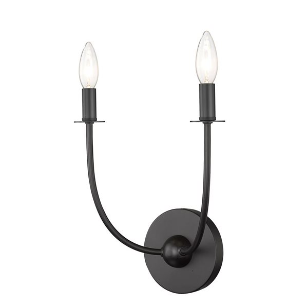 Z-Lite Shannon 12.75 Matte Black 2-Light Wall Sconce