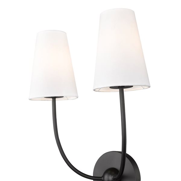 Z-Lite Shannon 12.75 Matte Black 2-Light Wall Sconce