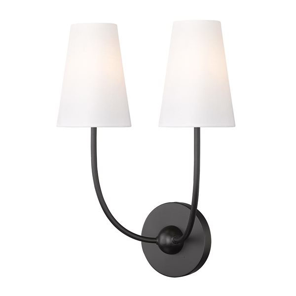 Z-Lite Shannon 12.75 Matte Black 2-Light Wall Sconce