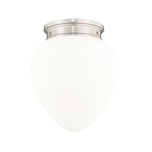 Z-Lite Gideon 12.5-in Brushed Nickel 1-Light Flush Mount Light