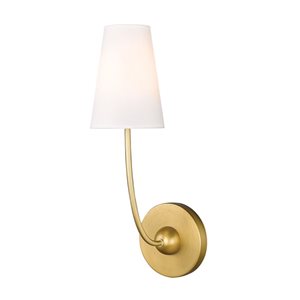 Z-Lite Shannon 5.25-in Rubbed Brass 1-Light Wall Sconce