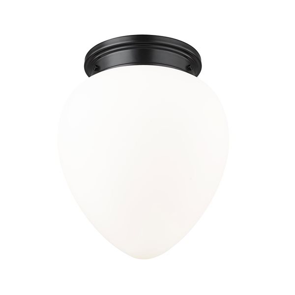 Z-Lite Gideon 12.5-in Matte Black 1-Light Flush Mount Light