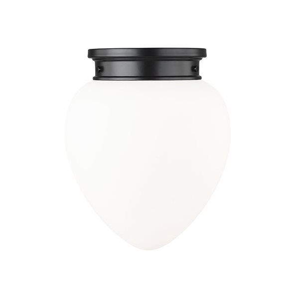 Z-Lite Gideon 12.5-in Matte Black 1-Light Flush Mount Light