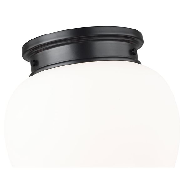 Z-Lite Gideon 12.5-in Matte Black 1-Light Flush Mount Light