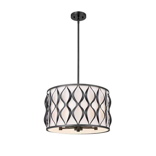 Z-Lite Harden Matte Black 5-Light Drum Pendant Light