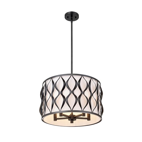 Z-Lite Harden Matte Black 5-Light Drum Pendant Light