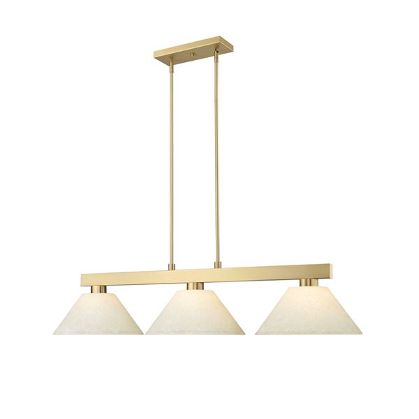 Z-Lite Cobalt 49.5-in Modern Gold 3-Light Billiard w/ Golden Mottle Glass Shade