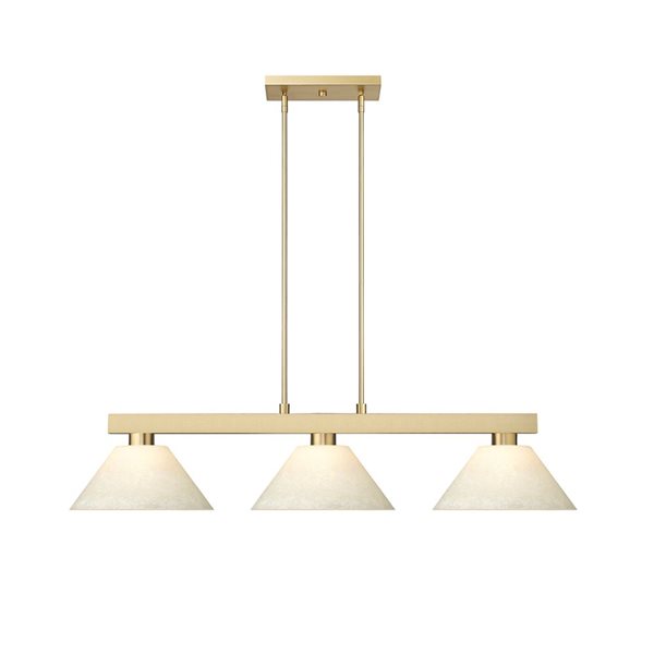 Z-Lite Cobalt 49.5-in Modern Gold 3-Light Billiard w/ Golden Mottle Glass Shade