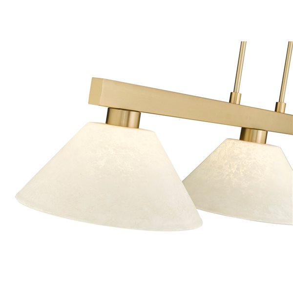 Z-Lite Cobalt 49.5-in Modern Gold 3-Light Billiard w/ Golden Mottle Glass Shade