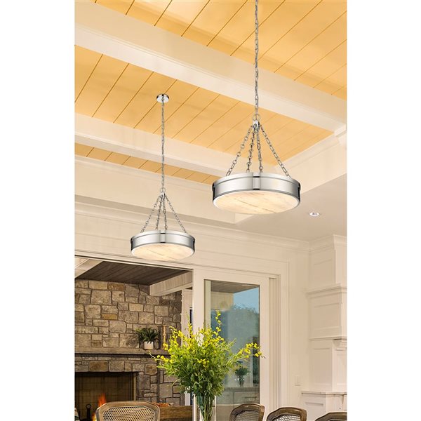 Z-Lite Anders Polished Nickel 3-Light Drum Shape Chandelier