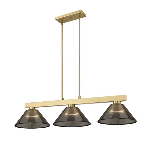 Z-Lite Cobalt 49.75-in Modern Gold 3-Light Billiard w/ Smoke Plastic Shade