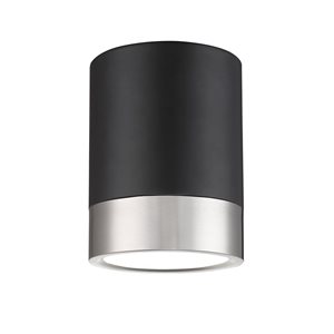 Z-Lite Algar 6-in Matte Black and Brushed Nickel 1-Light  Flush Mount Light