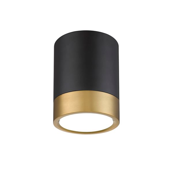 Z-Lite Algar 6-in Matte Black and Modern Gold 1-Light Flush Mount Light