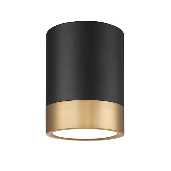 Z-Lite Algar 6-in Matte Black and Modern Gold 1-Light Flush Mount Light