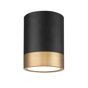 Z-Lite Algar 6-in Matte Black and Modern Gold 1-Light Flush Mount Light