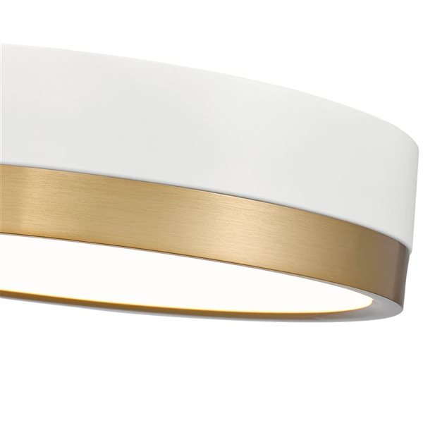 Z-Lite Algar 12-in Matte White and Modern Gold 1-Light Flush Mount Light