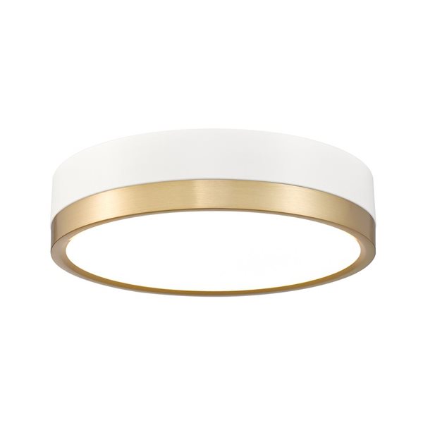 Z-Lite Algar 12-in Matte White and Modern Gold 1-Light Flush Mount Light