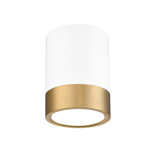 Z-Lite Algar 6-in Matte White and Modern Gold 1-Light Flush Mount Light