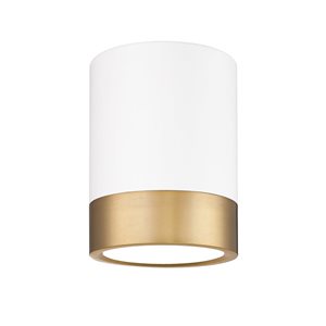 Z-Lite Algar 6-in Matte White and Modern Gold 1-Light Flush Mount Light