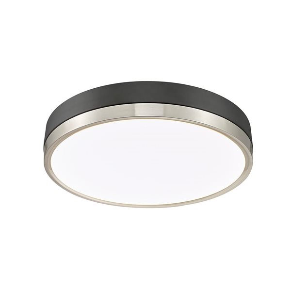 Z-Lite Algar 16-in Matte Black and Brushed Nickel Flush 1-Light Mount Light