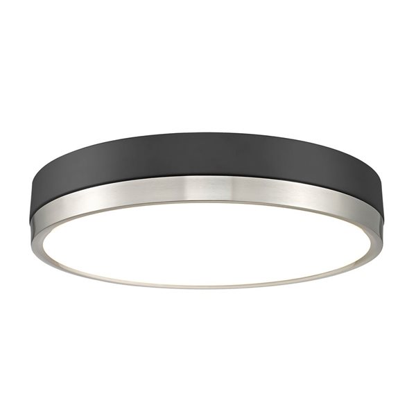 Z-Lite Algar 16-in Matte Black and Brushed Nickel Flush 1-Light Mount Light