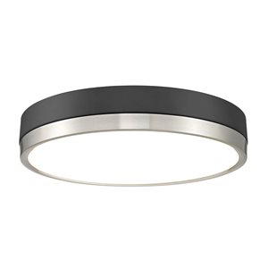 Z-Lite Algar 16-in Matte Black and Brushed Nickel Flush 1-Light Mount Light