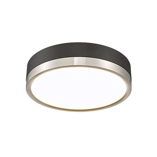 Z-Lite Algar 12-in Matte Black and Brushed Nickel 1-Light Flush Mount Light