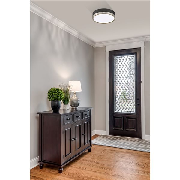 Z-Lite Algar 12-in Matte Black and Brushed Nickel 1-Light Flush Mount Light