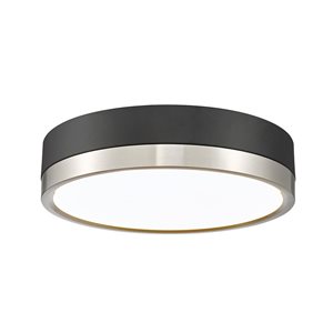 Z-Lite Algar 12-in Matte Black and Brushed Nickel 1-Light Flush Mount Light