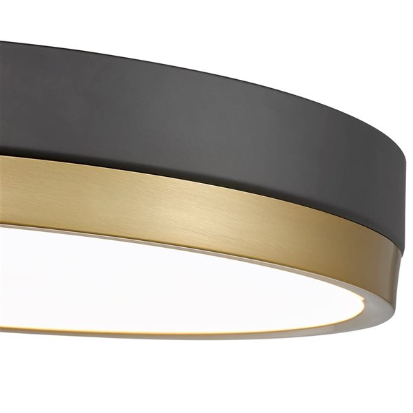 Z-Lite Algar 16-in Matte Black and Modern Gold 1-Light  Flush Mount Light