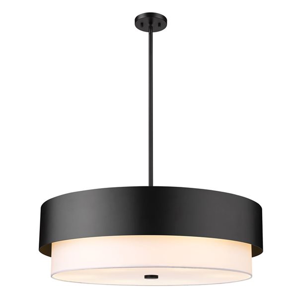 Z-Lite Counterpoint Matte Black 6-Light Drum Shape Chandelier