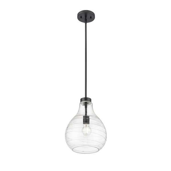 Z-Lite Bon Air Matte Black 1-Light Bell Shape Pendant Light