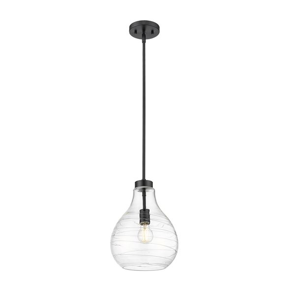 Z-Lite Bon Air Matte Black 1-Light Bell Shape Pendant Light