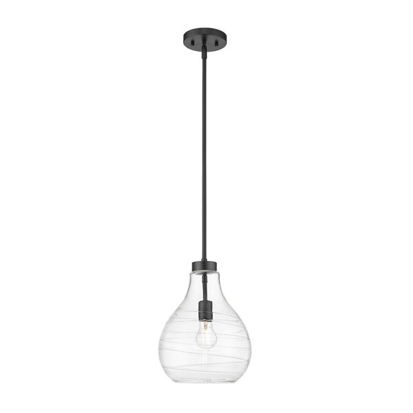 Z-Lite Bon Air Matte Black 1-Light Bell Shape Pendant Light