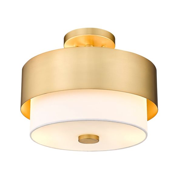 Z-Lite Counterpoint 13-in Modern Gold 2-Light Semi-Flush Mount Light