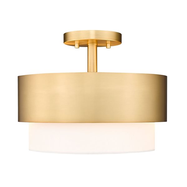 Z-Lite Counterpoint 13-in Modern Gold 2-Light Semi-Flush Mount Light