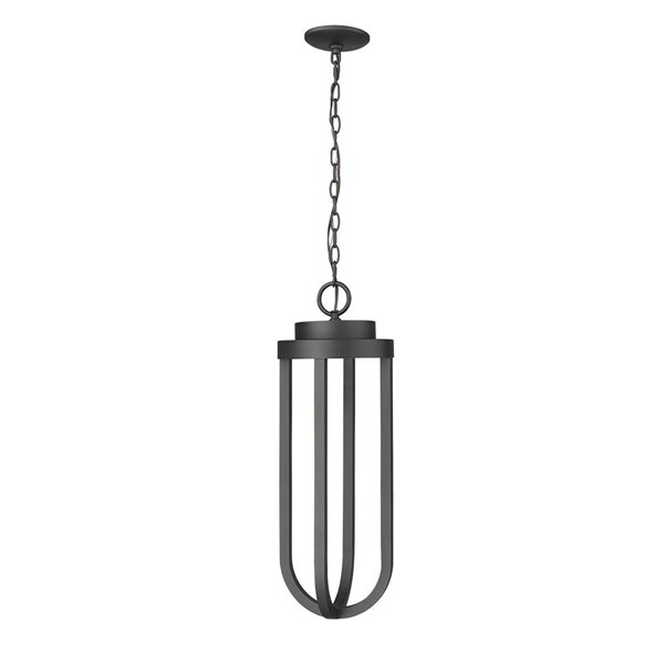 Z-Lite Leland 1-Light Sand Black Outdoor Chain Mount Ceiling Fixture